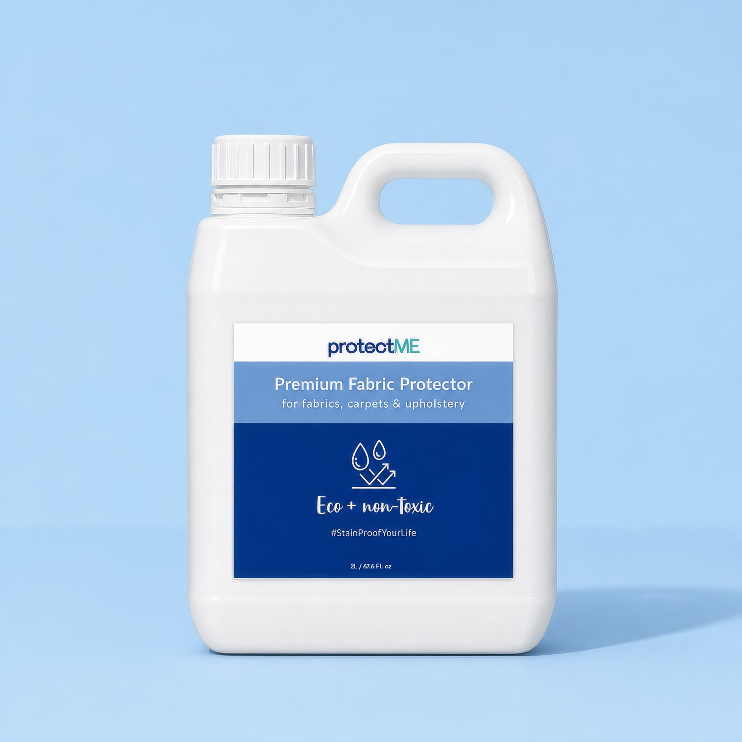 2L protectME premium fabric protector white bottle on blue background 