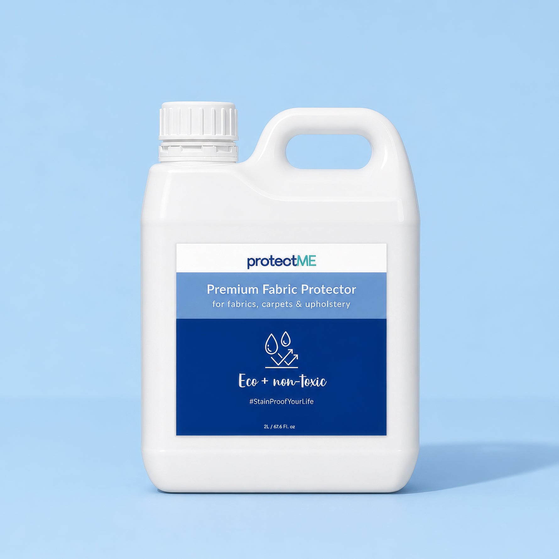 2L protectME premium fabric protector white bottle on blue background 
