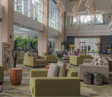 green and grey sofas